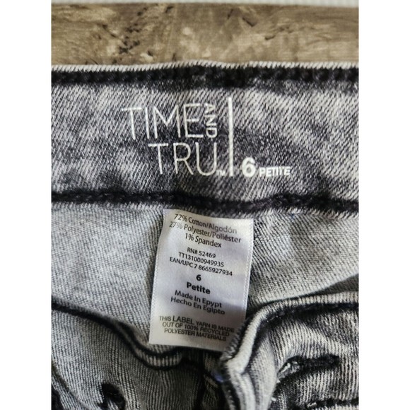 TIME & TRU Jeans Womens 6 Petite Gray Seamed Flare Jean Mid Rise Denim Pants - Picture 5 of 5